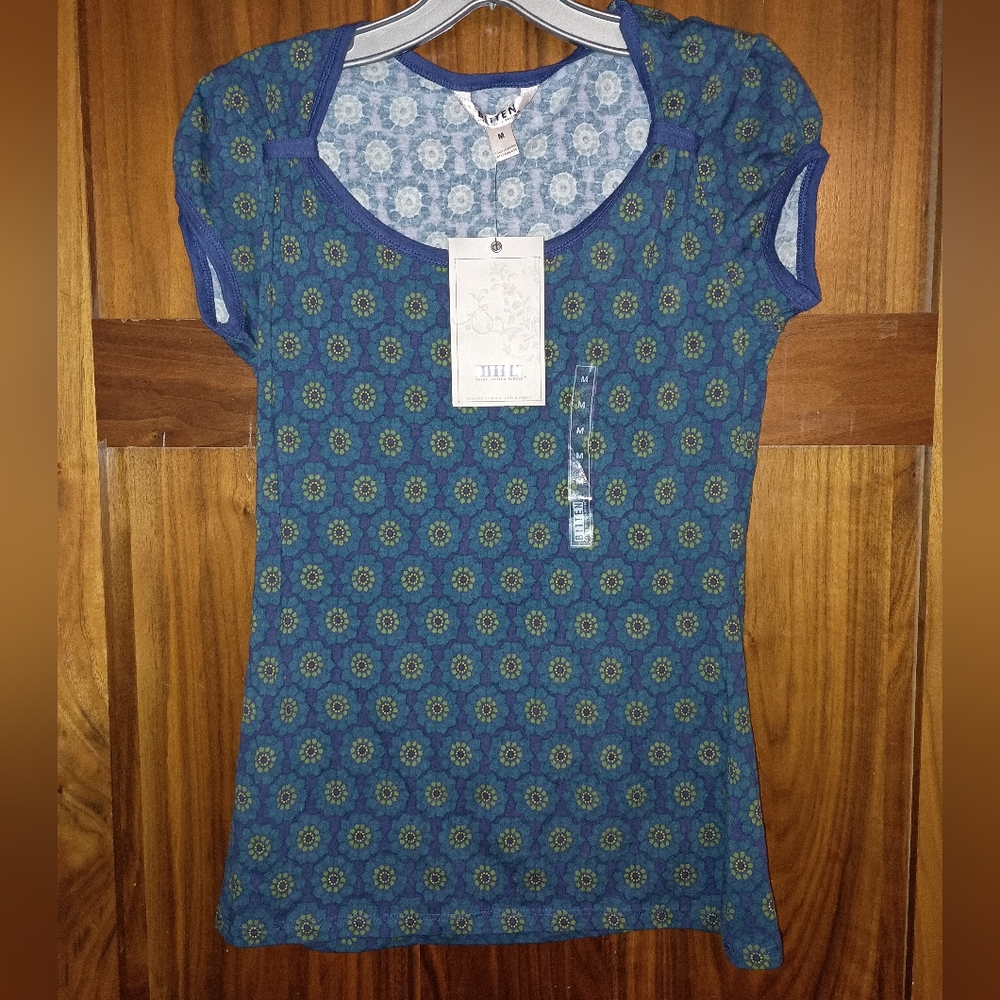 Bitten Blue Fitted Cap Sleeve T-Shirt